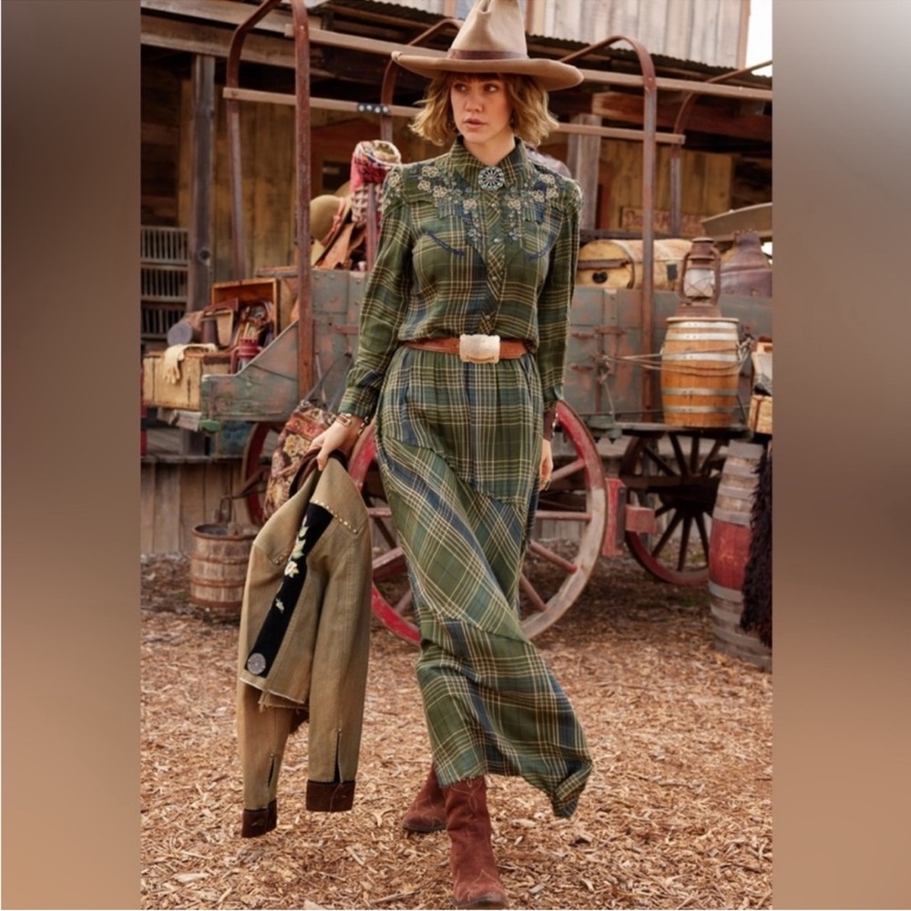 Double D Ranch Green Plaid Skirt